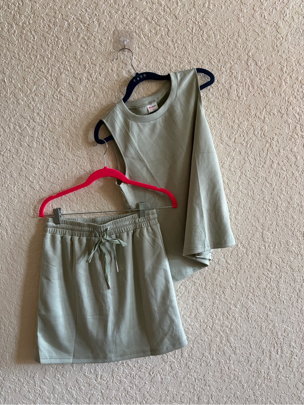 Sage Green Women's Tank Top & Drawstring Skirt Set
